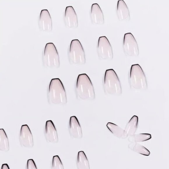 24 PC Press on Nail Set x5 Long French Medium Almond Long Ballerina French Nails - Picture 12 of 16